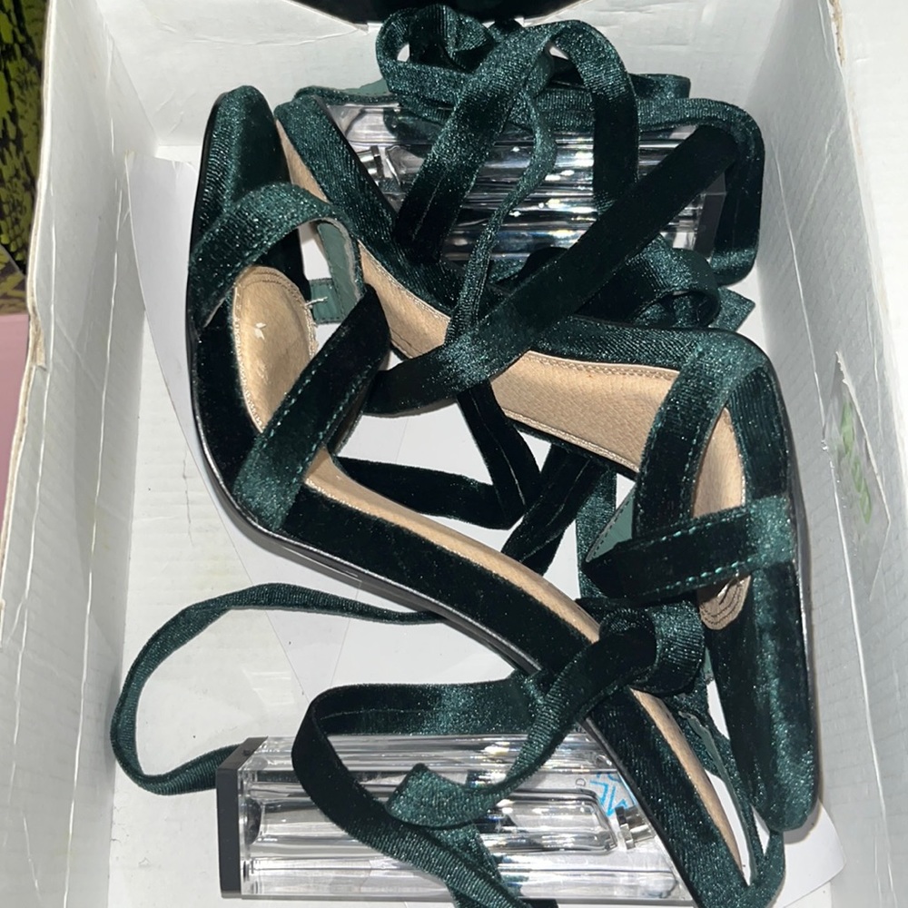 Green suede lace up shoes
